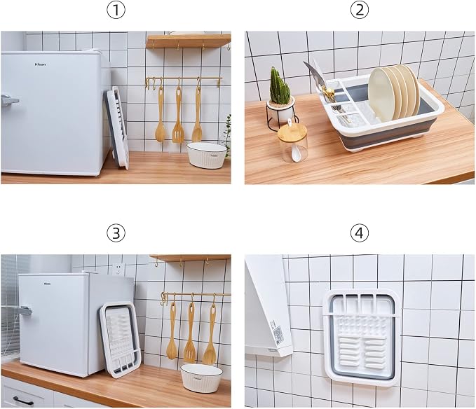 THANSTAR Collapsible Dish Drainer Portable Dinnerware Drainer Organizer for Kitchen RV Campers Travel Trailer Space Saving Kitchen Storage Tray