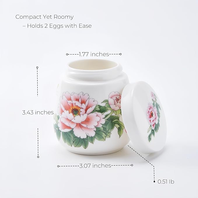 Ceramic Egg Coddler with Lid, 200 mL Porcelain Egg Cooker | Screw-On Lid, Holds One Or Two Eggs, For Soft-Cooked Eggs, Steamed Egg Dishes, Breakfast And Chawanmushi