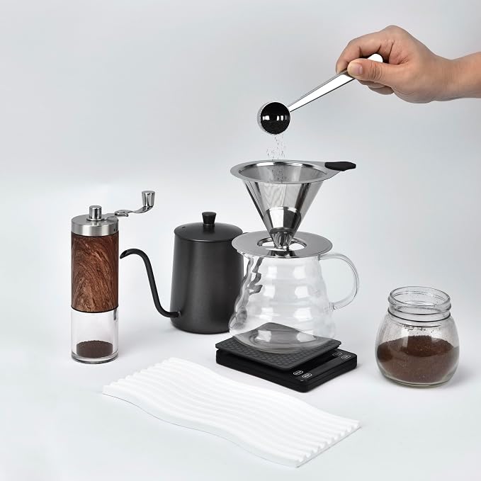 NKOVE Pour Over Coffee Dripper Stainless Steel Reusable Filter Coffee Maker | Reusable Metal Cone Filter, Fine Mesh Stainless Steel, Home Pour Over Brewing, Paperless Coffee Filter