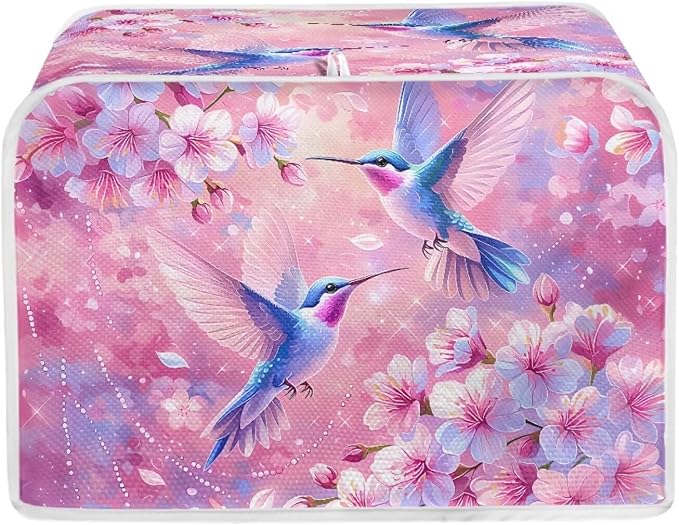 Hummingbird Flower 2 Slice Bread Toaster Cover, Bakeware Protector Kitchen Accessories Appliance Dust Cover Kitchen Decor Toaster Oven Covers for Home Decor