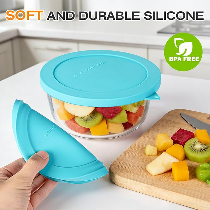 Silicone Lids Replacement for Snapware 7201R 4 Cup Round Glass Storage Containers (Containers Not Included) (Mix - 4 Pack)