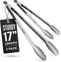 Kona 17-in Stainless Steel Locking Grill Tongs, Heavy-Duty, Set of 2 | Sturdy locking mechanism, stainless steel construction, for cooking, grilling, and BBQ