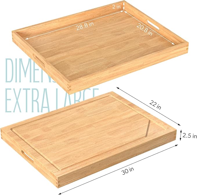 Stove Top Covers for Electric Stove 30”x22” (Outer) / 28.9”x20.8” (Inner) – 3 in 1 Over The Sink Cutting Board, Gas Stove Cover and Ottoman Tray for Kitchen with Handles & Juice Groove for Kitchen.