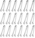 Dmoera 18 Pack Premium Small Serving Tongs, Mini Stainless Steel Appetizer Tongs 4.33Inch Silver
