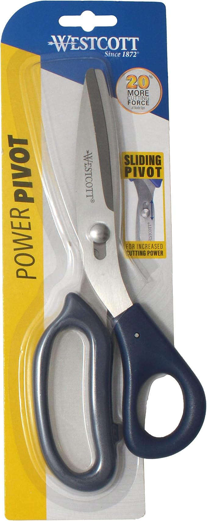 Westcott 8" Power Pivot Stainless Steel Hard Handle High-Leverage Crafting and Fabric Scissors