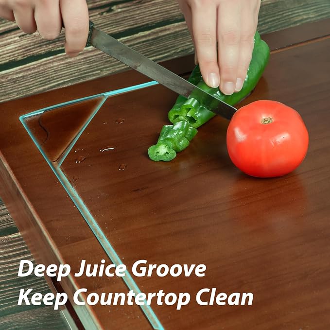 Wooden Stove Top Covers for Gas Burner and Electric Stove, Glass Cooktop Protector, Wood Noodle Board Stovetop Cover With Handles, Walnut