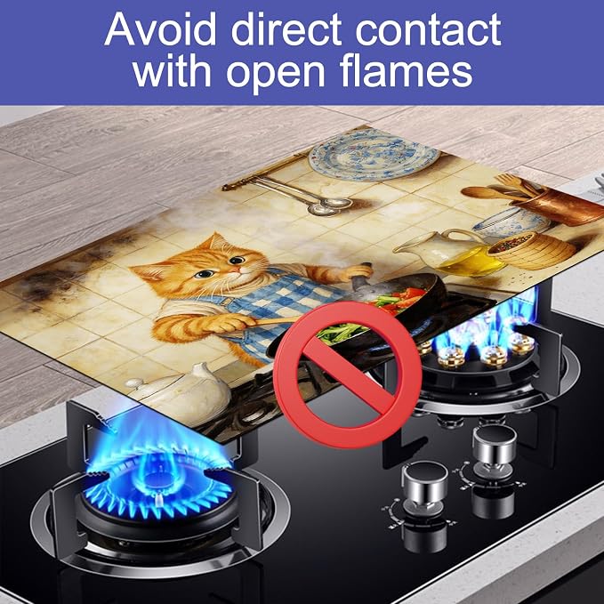 HOMETITUTE Spring Stove Top Cover 28x20 Cute Cat Kitchen Art Heat Resistant
