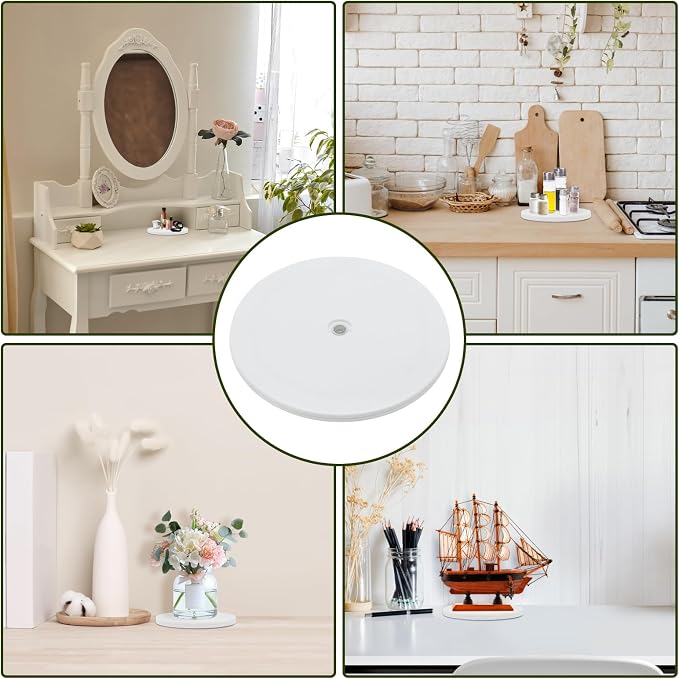 1Pcs White Acrylic Lazy Susan 9 Inch Turntable Organizer Bearings | Mini Lazy Susan, Small Lazy Susan Turntable, 360° Rotating Swivel Plate for Spice Rack, Cosmetic, Cake, Pantry, DIY Display