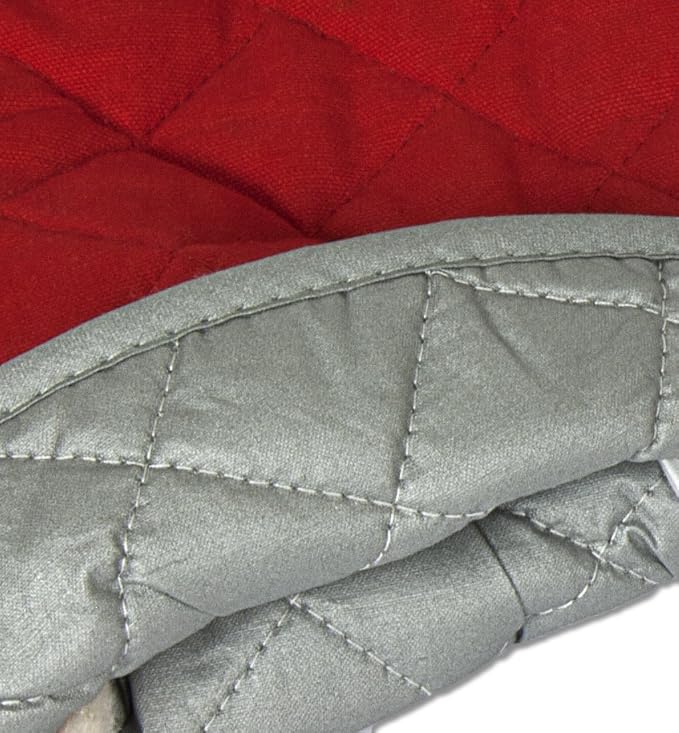 Nouvelle Legende Flame Retardant Quilted Oven Mitts, 17" Heavy-Duty Heat & Burn Protection for Kitchen, BBQ, Grilling, Lab-Tested, Flexible, Oversized, 2-Pack, Red