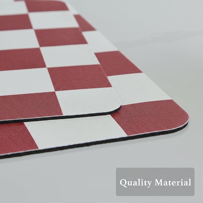 Ohocut Red Checkered Dish Drying Mat for Kitchen Counter, Coffee Bar Station Accessories, Retro Cute Aesthetic Modern Absorbent Drainer Mat Kitchen Drying Mat Easy Clean 19" x 12"