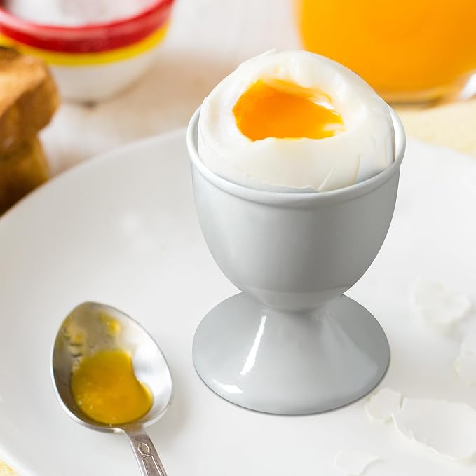 Cinf Ceramic Egg Cups, Set of 2, White Boiled Egg Holders for Breakfast | Set of 2 ceramic egg cups, classic white design, easy to clean, ideal for boiled eggs, breakfast serving and holiday gifting