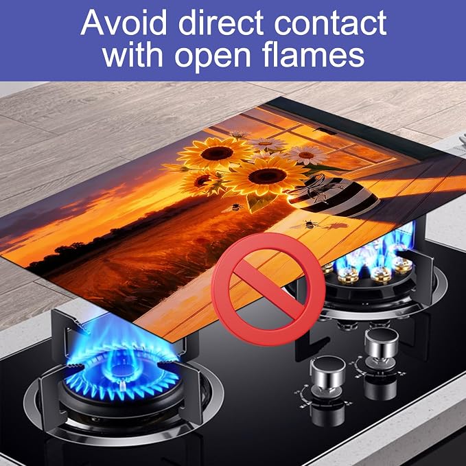 HOMETITUTE Spring Stove Top Cover 28x20 Sunflowers Sunset Heat Resistant Protector