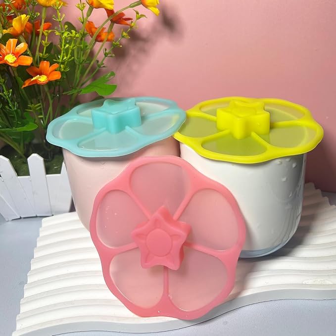 Extra-large Silicone Cup Lid (Set of 3), Multicolored Silicone Lids for Mugs, Cups, Flexible Mug Covers, Tea Pots, Hot Cup Lids for Coffee & Tea (Style G)