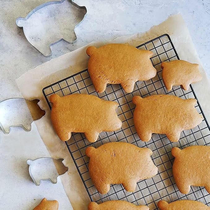 MrCookie Pig Cookie Cutters Set, 5pc Thickened Stainless Steel.