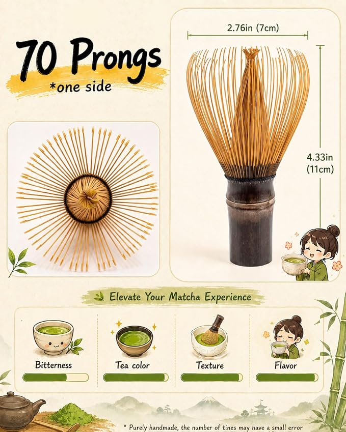 Authentic Shin Chasen Matcha Whisk – 6+ Year Aged Purple Bamboo | Handcrafted for Ceremonial Grade Matcha, Traditional Japanese Tea Ceremony Tool for Matcha Bowl