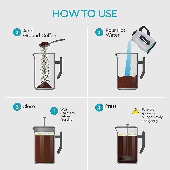 Large French Press Coffee Maker 50oz, 304-Grade Stainless Steel, Insulated | Double-Wall Coffee Press Keeps Hot, 4-Level Filter Blocks Grounds, Rust-Proof, 2 Extra Filters, Cold Brew, Matte Black (1.5L)