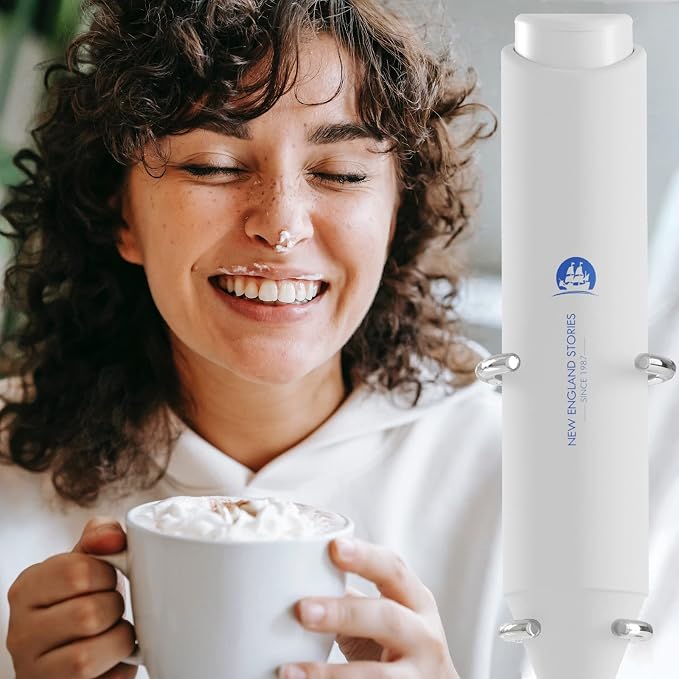 Powerful Milk Frother Handheld Foam Maker, Mini Whisk Drink Mixer for Coffee, Cappuccino, Latte, Matcha, Hot Chocolate, No Stand, White