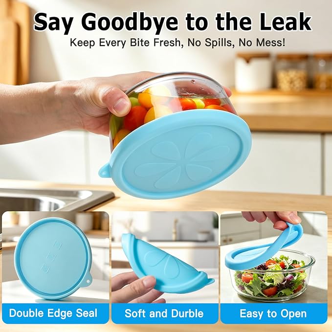 8 Pack Silicone Replacement Lids for Pyrex Food Storage Containers, 2x 7202-PC 1 Cup, 2x 7200-PC 2 Cup, 2x 7201-PC 4 Cup, 2x 7402-PC 6/7 Cup, BPA-Free 4 Size