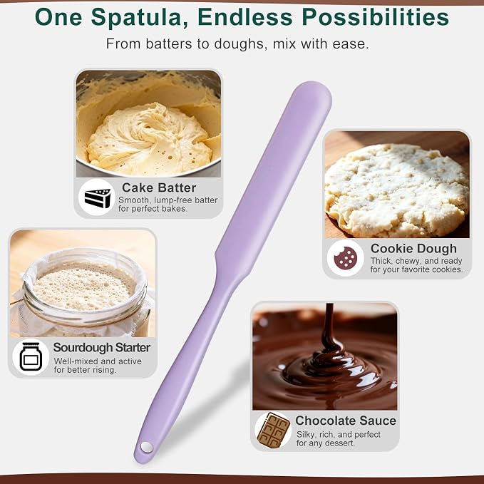 6 PCS Silicone Spurtle Spatula Set for sourdough starter Baking Cooking | Flexible Skinny Cake Cream Dough Jar Spatulas Scraper, Bread Lame Scoring Tool, Kitchen Utensil Tools for Mixing Stirring
