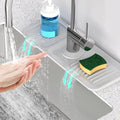 14.6'' Faucet Mat for Kitchen Sink [5°Slope Fast Self-draining] Kitchen Sink Splash Guard Silicone Kitchen Sink Faucet Mat Splash Guard for Kitchen Sink Area Faucet Guard Draining Mat Light Gray