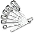 Stainless Steel Teaspoon Measuring Spoons Set of 7 with Leveler | Long Handle Rectangular Metal Teaspoon Tablespoon for Measuring Kitchen Spice, Dry & Liquid Ingredients