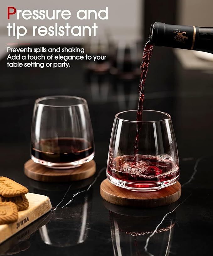 OJA Wine Glasses Set, Crystal Stemless Red Wine Glass, Set of 6, 13.5 oz | Dishwasher Safe, Red White Wine glass, Hand Blown, Unique Gifts for Him Her for Birthday, Wedding, Christmas, Anniversary