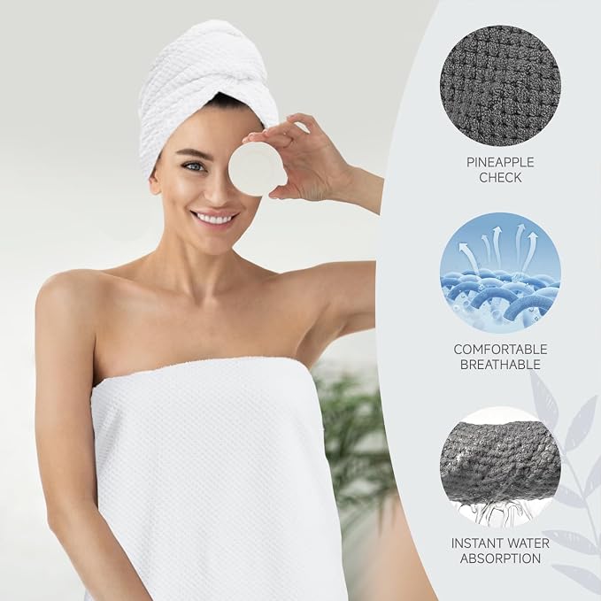 Soft Bath Towel Set of 4, Extra Large Microfiber Towels 35x70 in, Bath Towel Hand Towel Hair Towel Washcloths Set, Quick Dry, Highly Absorbent, for Bathroom Shower Pool Hotel Beach (White, 4 Piece)