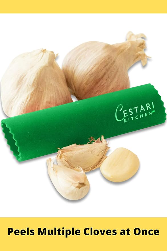 Cestari Kitchen Garlic Peeler Tube Roller – Silicone Garlic Skin Remover, Peels Multiple Cloves in Seconds, BPA-Free, Dishwasher Safe, Green