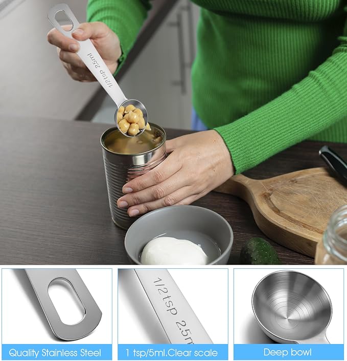 1/2 Teaspoon Measuring Spoons, 3Pcs Stainless Steel Short Design Kitchen Tools for Precise Cooking Baking Spices Measurement, 2.5ml