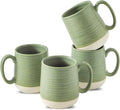 HASENSE Porcelain Coffee Mugs Set of 4, 15 Oz Large Coffee Cups, Latte Cup with Handle, Tea Mugs for Men and Women, Modern Coffee Mug for Cappuccino, Milk, Cocoa, Microwave & Dishwasher Safe, Green