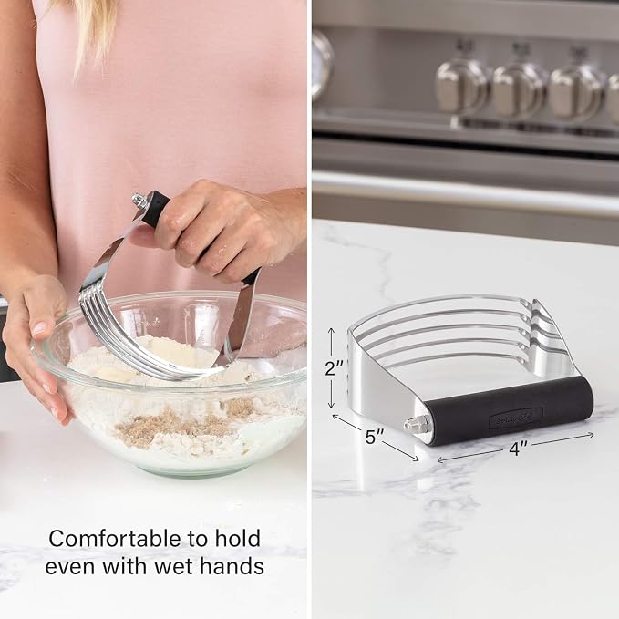 Spring Chef Large Dough Blender For Baking - Durable Pastry Blender - Black | Heavy Duty Dough Mixer Hand Tool w/ Stainless Steel Blades, Professional Pastry Cutter Tool for Easy Mixing, Dishwasher Safe