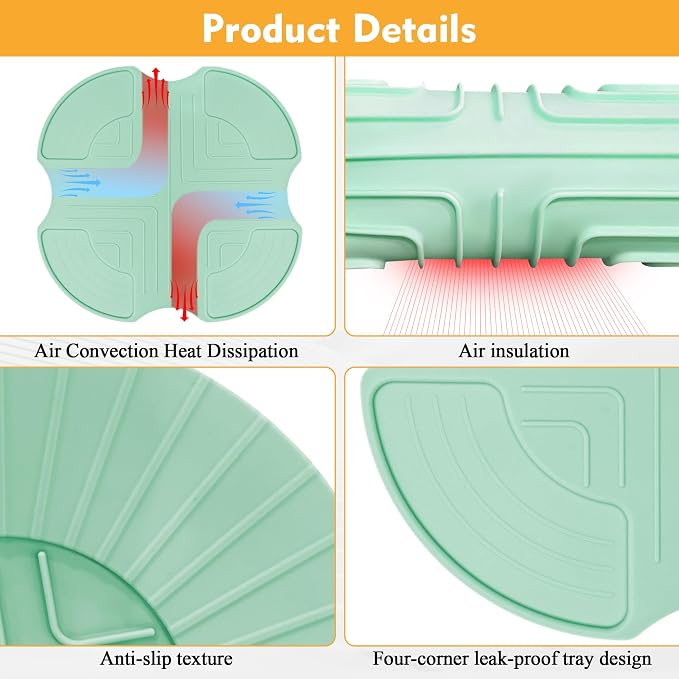 Air Fryer Silicone Trivet Mat 10.6 Inch, Light Green | for Ninja Crispi Glass Air Fryer Accessories, Non-Slip Countertop Protector, Easy to Clean, heat resistant