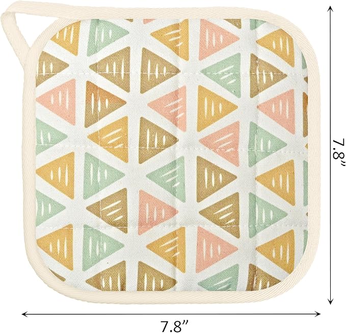 6 Pack Pot Holders 100% Cotton Heat Resistant Potholder, Machine Washable Pot Holder, Hot Pads, Table Pads for Cooking Baking (K)
