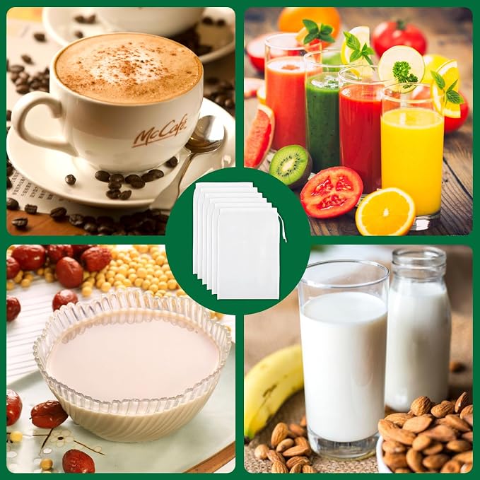 3PCS Cheese Cloth Bag for Straining, 200-Mesh 12 x 12 Inches Nylon Nut Milk Bag, Food Grade Nut Milk Bag Reusable, Cheese Cloth Bags for Juice, Nut Milk, Coffee & Cheese - Kitchen Goodies
