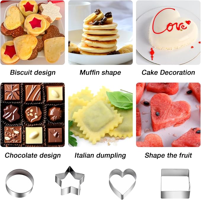30Pcs Mini Cookie Cutter Set，Stainless Steel Multi Shapes Kit Cutters for Baking, Holiday Cookies, Small Stainless Steel Fruit Veggie Tiny Polymer Clay Cutters for Kids