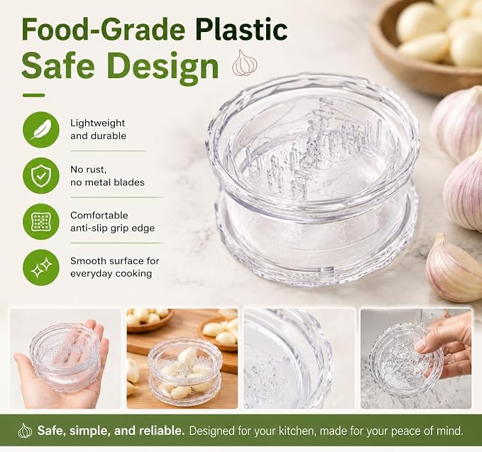 2PCS Clear Manual Garlic and Ginger Twister Mincer Tool | Multi-Functional Mincer & Grinder for Garlic, Onion, Ginger, Herbs, Nuts, Impact Resistant Kitchen Gadget & Home Accessory