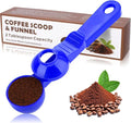 2-in-1 Coffee Scoop with Funnel, 2 Tbsp Measuring Spoon for Reusable K Cups, Ground Coffee, Protein Powder & Tea, Mess-Free Plastic Design（Dark Blue-1pack）
