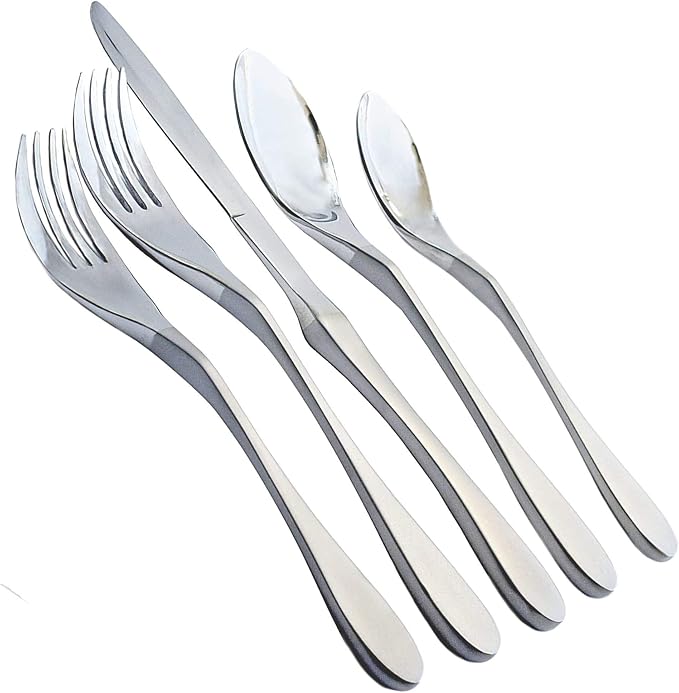 Knork Original Cutlery Utensils Flatware Set, 20 Piece (Service for 4), Duo Silver