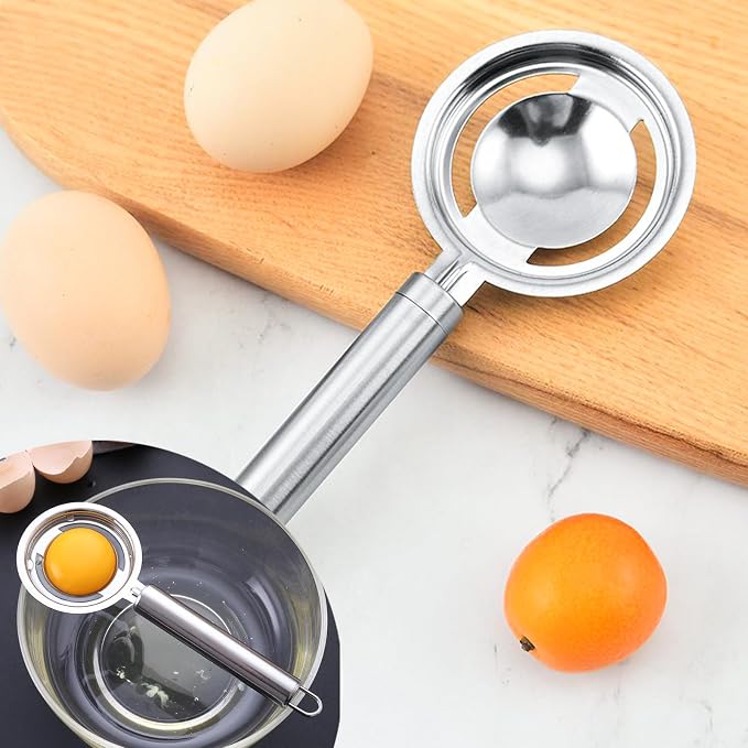 Egg Yolk Separator- 304 Stainless Steel ，20x7.2cm Yolk/White Separation Tool, Easy to Clean Kitchen Gadget for Baking & Cooking