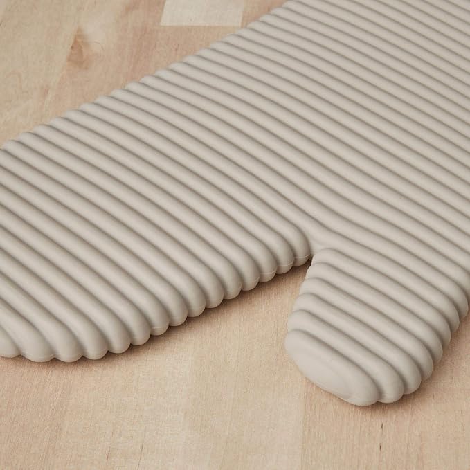 KITCHENAID Ribbed Soft Silicone Oven Mitt 2-Pack Set, 7.5"x13", Milkshake Tan