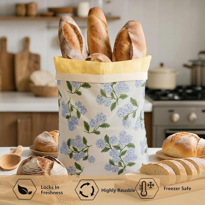 Reusable Beeswax Bread Bags for Homemade Bread & Sourdough, 2-Pack XL Airtight Food Storage Bags, Organic Cotton Linen Covers - Freezer-Friendly Freshness Preservation Keeps Fresh Longer