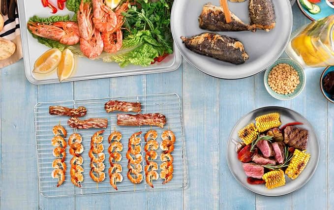 TeamFar Cooling Rack, 15"/11" Stainless Steel Wire Baking Rack, 2PCS | for Cooking Roasting Grilling, Fit for Oven Pan, Oven & Dishwasher Safe, Non-toxic & Heavy-Duty