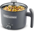 Elite Gourmet Noodle Express Electric Hot Pot, Ceralast Non-Stick, Grey | Cool-touch handle - PFAS-free ceramic coating - prepares noodles, soups & stews - glass lid - 2 heat settings, High/Low