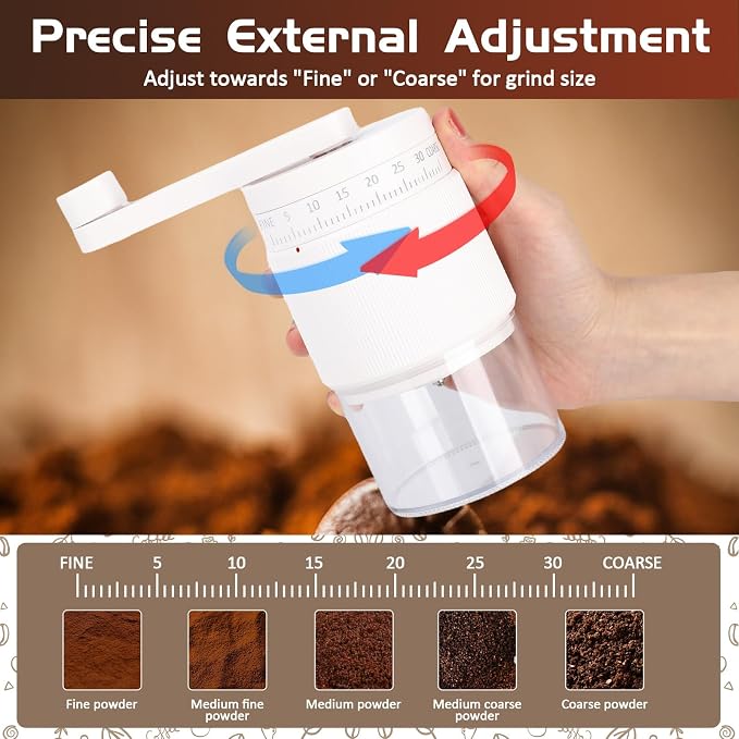 Manual Coffee Grinder with 95 Ceramic Conical Burr, 35 Adjustable Grind Settings, Portable Coffee Mill for Espresso, Pour Over & French Press, Camping & Home