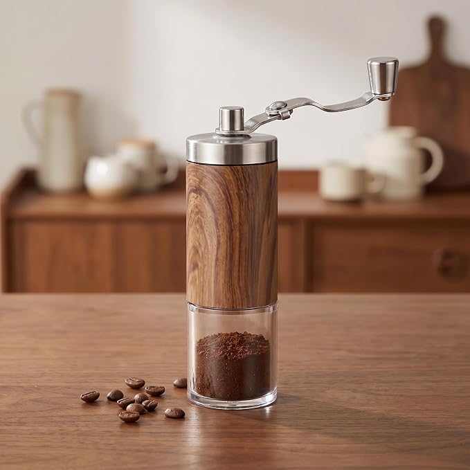 Manual Coffee Grinder,Adjustable Stainless Steel for Home & Travel | Detachable Body Cleans Easily. Ideal Portable Mill for Fresh Grounds At Camp, Office,or Daily Home use.