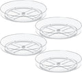 4 Pack 10 Inch Clear Lazy Susan Turntable Organizer for Cabinet, Non-Slip Acrylic Rotating Tray with Raised Edge, Spinning Spice Rack for Kitchen Pantry, Refrigerator, Vanity, Bathroom