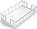 Wican Marble Guest Towel Holder Tray for Bathroom, Napkins Holder | Powder Room Dining Table Wooden Basket for Disposable Paper Hand Towels, Silvery and Marble White