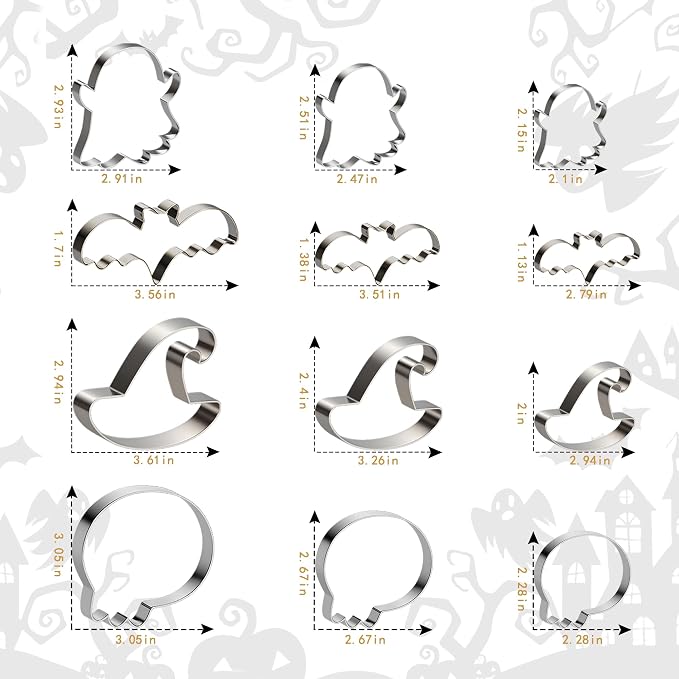 OHOME 9 PCS Halloween Cookie Cutters Kit Halloween Party Favors - Shaped in Bat Ghost Cat Pumpkin Coffin | Stainless Steel Halloween Party Decorations Food Baking Supplies for Kitchen