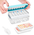 Ice Cube Tray with Lid and Bin, Easy Release 56 Cubes for Freezer | Food-grade BPA-free PP and ABS. Ice cubes for fruit, cocktails, iced coffee. Space-saving stackable with scoop