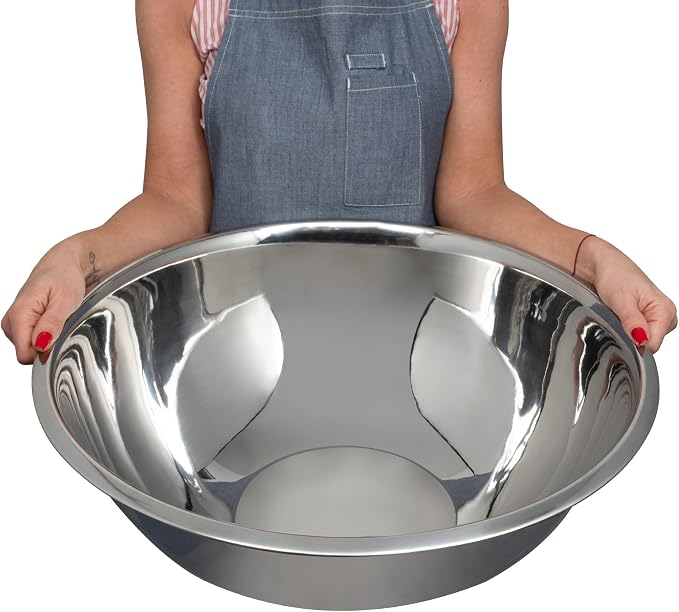 24 Quart Large Stainless Steel Mixing Bowls Set, 3-Pack, Nesting Bowls | Extra Large Commercial Grade Metal Bowls for Meal Prep, Baking, Serving, Food Storage. Rustproof & Dishwasher Safe